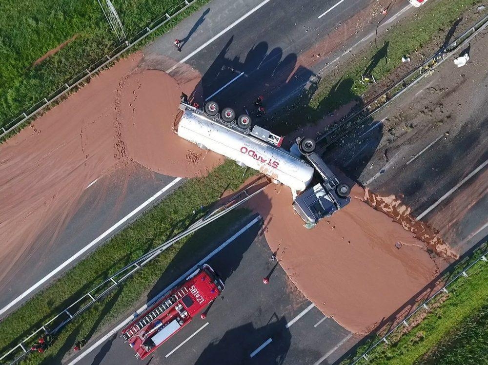 Liquid Chocolate spill on Warsaw Highway