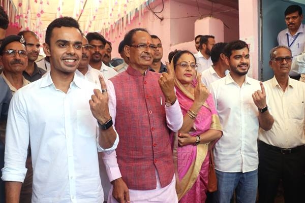 CM Chouhan casts vote with family in home village Jait
