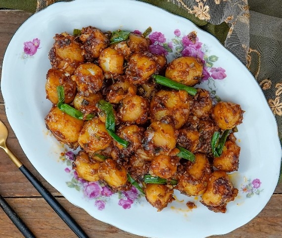 Honey Sesame Chilli Potato - Indian Chinese Chilli Potato