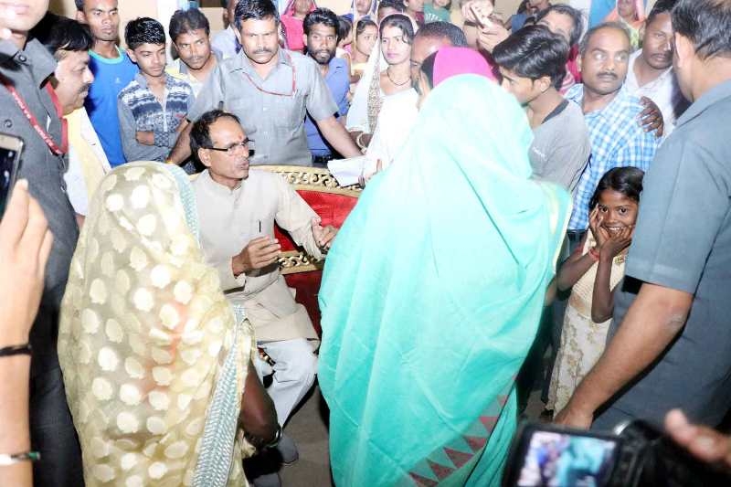 CM Chouhan takes part in choupal at Karkati village in Shahdol district