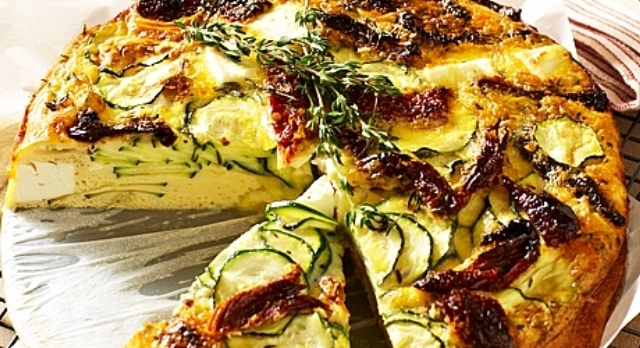 Courgette and Parma ham frittata