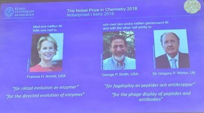 Nobel Prize 2018 for Chemistry declared 
