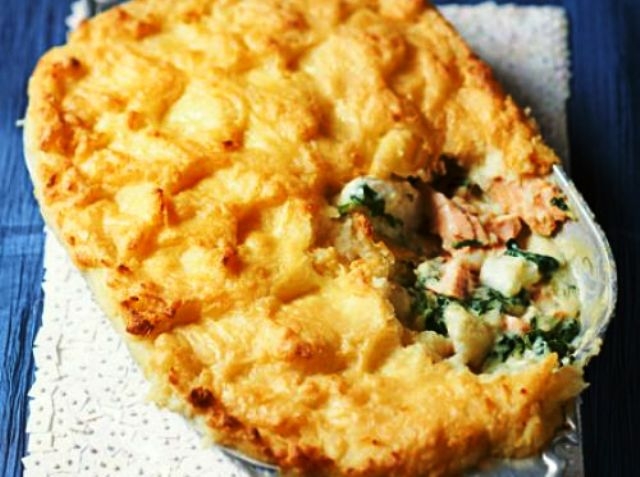 Crispy-topped seafood pie