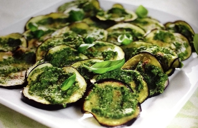 Aubergine with fresh pesto