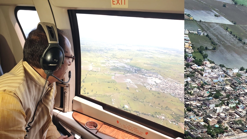CM Chouhan conducts aerial inspection on second day also
