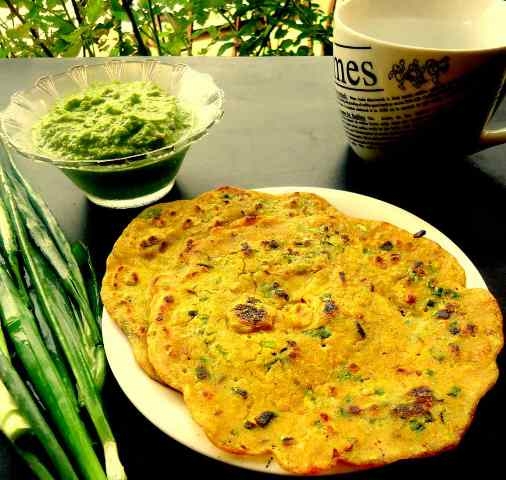Mixed Flour And Spring Onion Cheela 